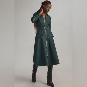 Anthropologie Teal Belted Dress